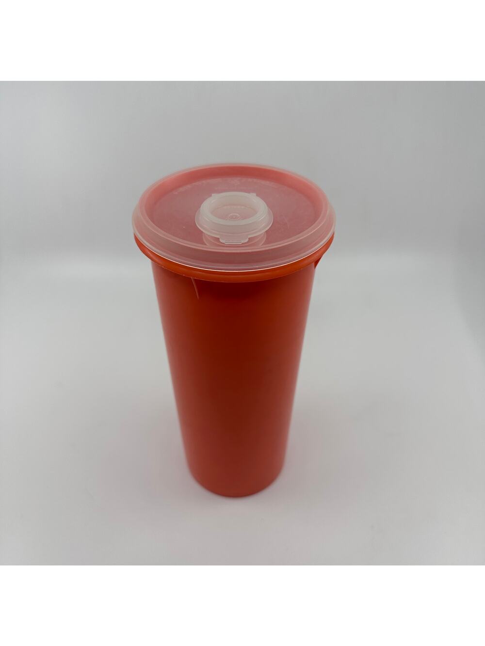 Vintage Tupperware Juice Container w/Lid Flip Up Orange/White Tumbler Pitcher